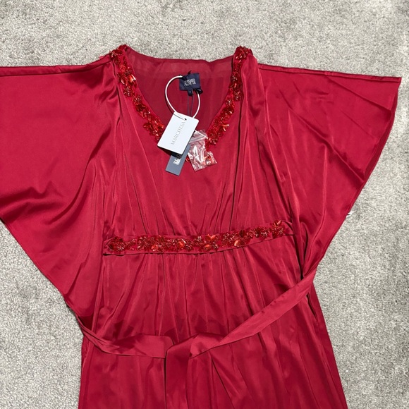 Marchesa Notte NEW Embellished Satin Gown In Claret Red Size S $895.00 - Picture 6 of 16